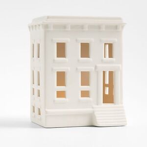 New! Crate&Barrel White Ceramic Holiday Gothic Revival Brownstone